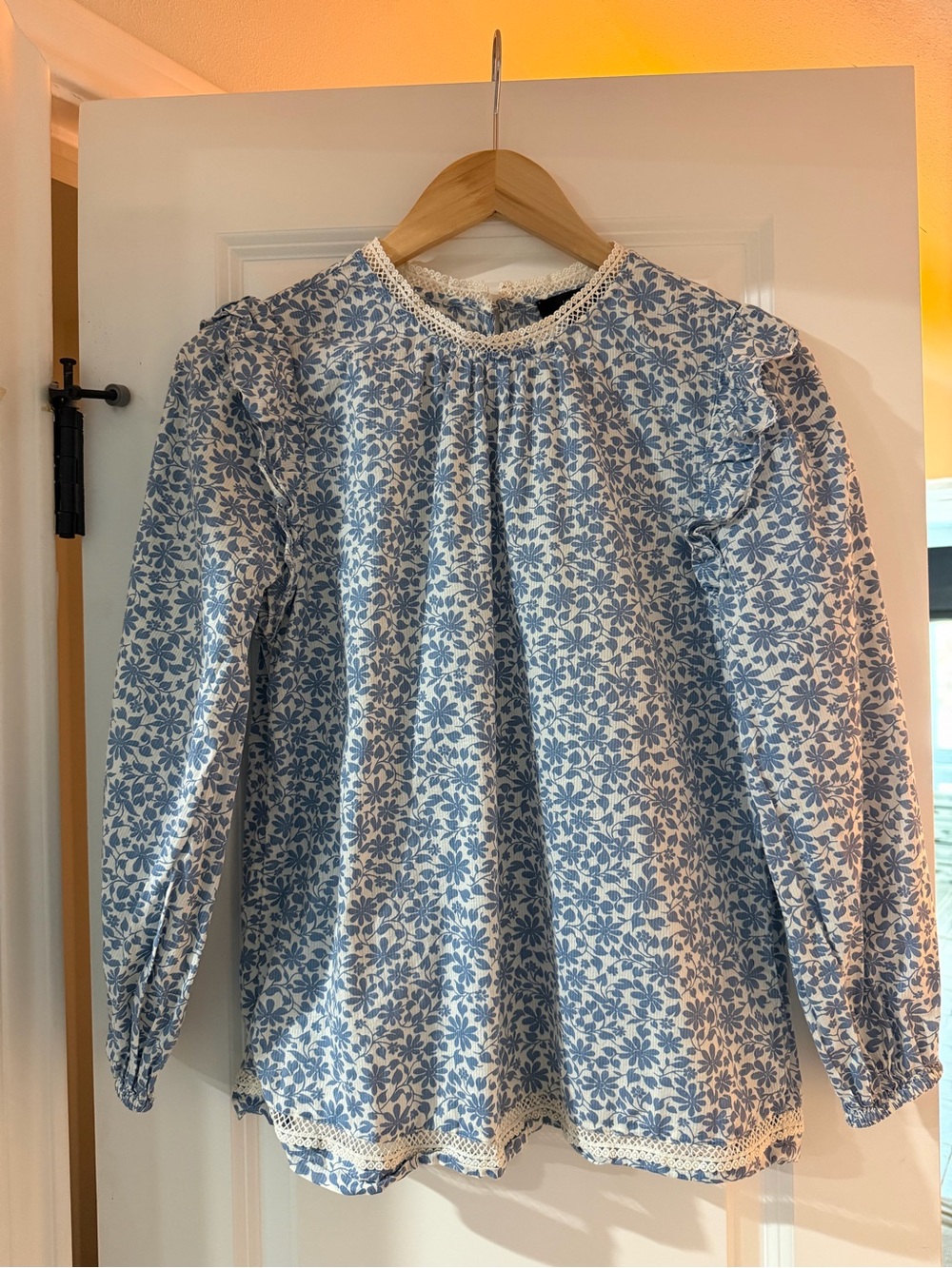 J.Crew Flutter-sleeve shirt in shadow stripe floral